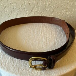 Coach: Red/Brown Leather (3921) Belt- Gold Tone- Scratches/Wear
